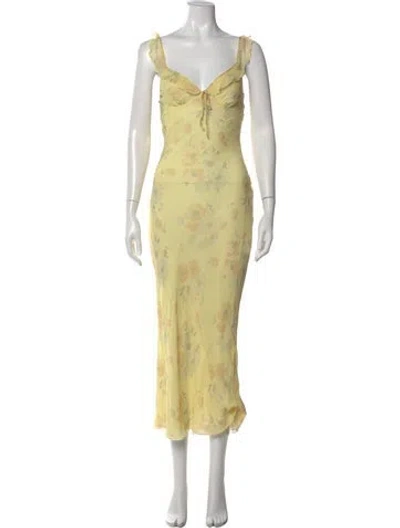 Pre-owned Réalisation Par Silk Long Dress In Yellow