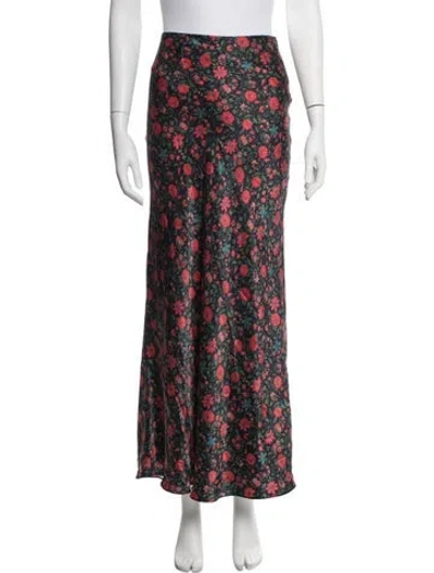 Pre-owned Réalisation Par Silk Long Skirt In Black/red