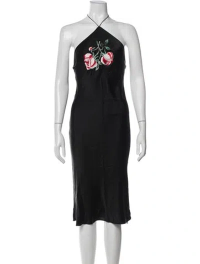Pre-owned Réalisation Par Silk Midi Length Dress In Black