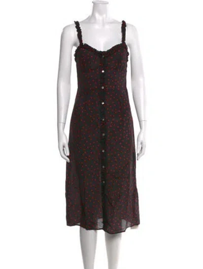 Pre-owned Réalisation Par Silk Midi Length Dress In Black/red