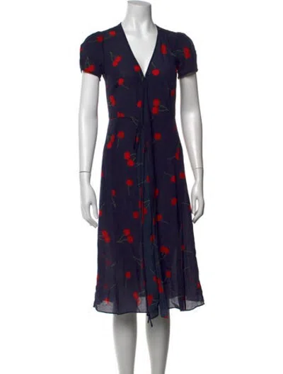 Pre-owned Réalisation Par Silk Midi Length Dress In Blue/red