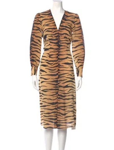 Pre-owned Réalisation Par Silk Midi Length Dress In Brown