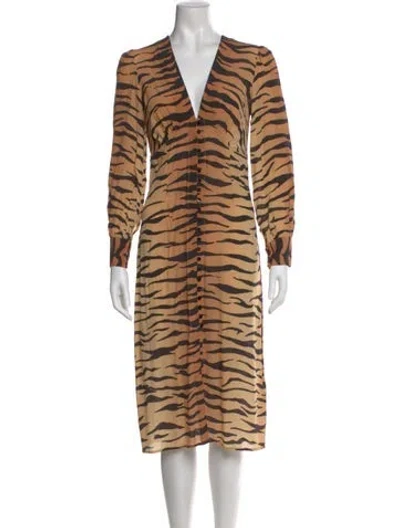 Pre-owned Réalisation Par Silk Midi Length Dress In Brown