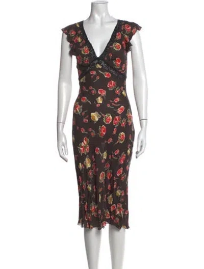 Pre-owned Réalisation Par Silk Midi Length Dress In Brown