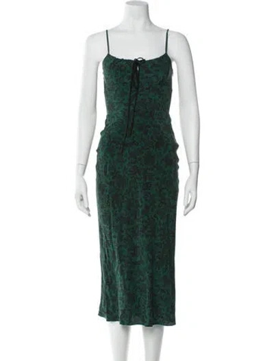 Pre-owned Réalisation Par Silk Midi Length Dress In Green
