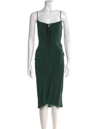 Pre-owned Réalisation Par Silk Midi Length Dress In Green