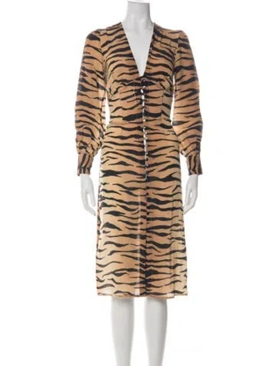 Pre-owned Réalisation Par Silk Midi Length Dress In Green