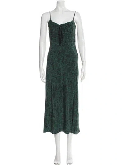 Pre-owned Réalisation Par Silk Midi Length Dress In Green