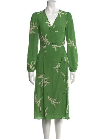 Pre-owned Réalisation Par Silk Midi Length Dress In Green