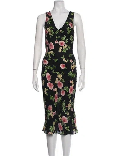 Pre-owned Réalisation Par Silk Midi Length Dress In Green/pink