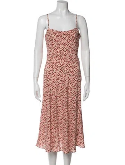Pre-owned Réalisation Par Silk Midi Length Dress In Neutrals/red