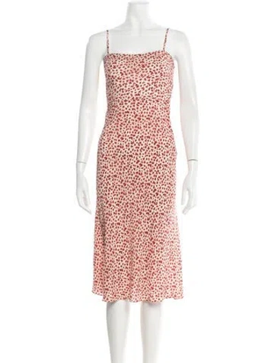 Pre-owned Réalisation Par Silk Midi Length Dress In Neutrals/red
