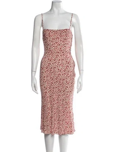 Pre-owned Réalisation Par Silk Midi Length Dress In Neutrals/red