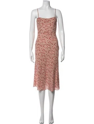 Pre-owned Réalisation Par Silk Midi Length Dress In Neutrals/red