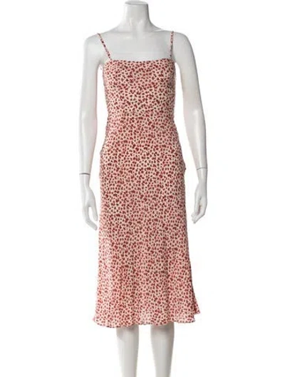 Pre-owned Réalisation Par Silk Midi Length Dress In Neutrals/red