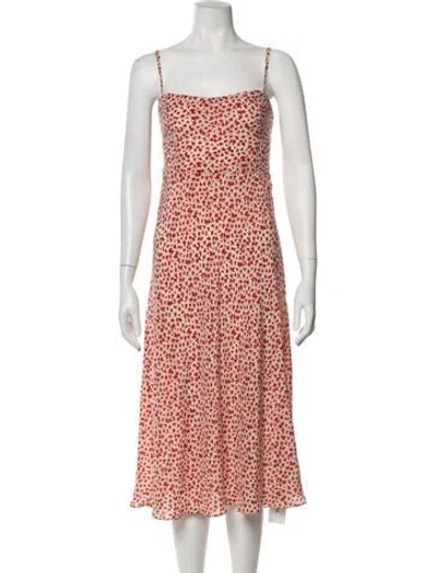 Pre-owned Réalisation Par Silk Midi Length Dress In Neutrals/red