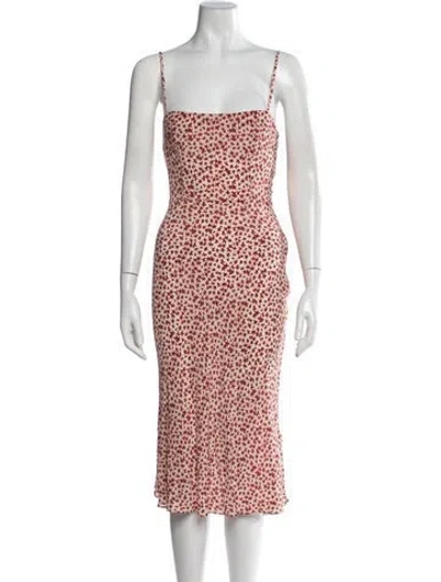 Pre-owned Réalisation Par Silk Midi Length Dress In Neutrals/red