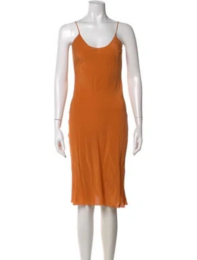 Pre-owned Réalisation Par Silk Midi Length Dress In Orange