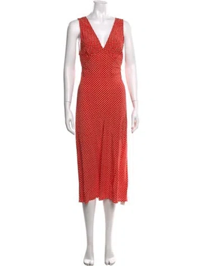Pre-owned Réalisation Par Silk Midi Length Dress In Orange