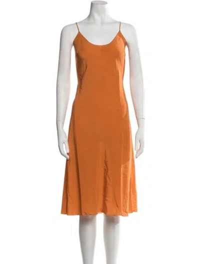 Pre-owned Réalisation Par Silk Midi Length Dress In Orange