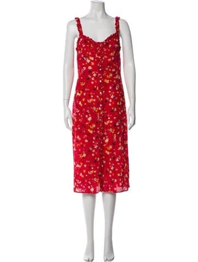 Pre-owned Réalisation Par Silk Midi Length Dress In Red