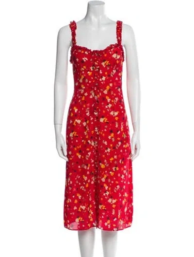 Pre-owned Réalisation Par Silk Midi Length Dress In Red