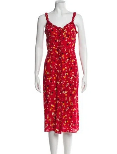Pre-owned Réalisation Par Silk Midi Length Dress In Red