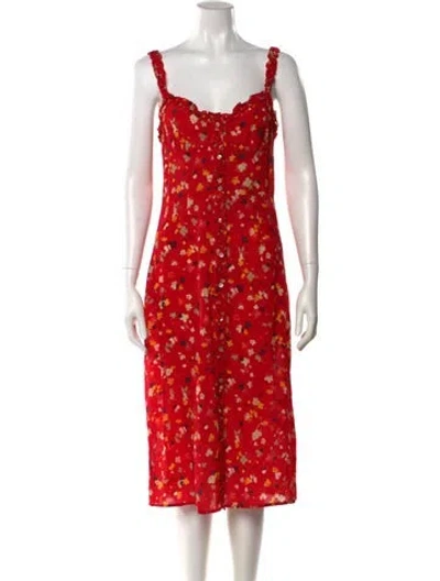 Pre-owned Réalisation Par Silk Midi Length Dress In Red