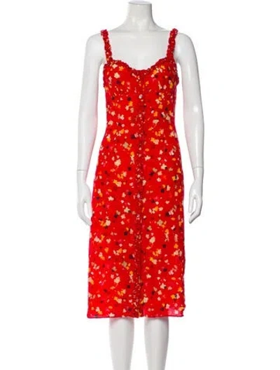 Pre-owned Réalisation Par Silk Midi Length Dress In Red