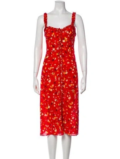 Pre-owned Réalisation Par Silk Midi Length Dress In Red