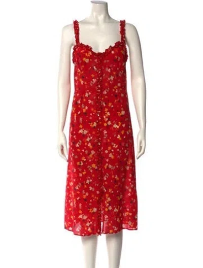 Pre-owned Réalisation Par Silk Midi Length Dress In Red