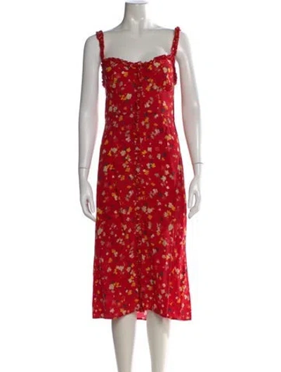Pre-owned Réalisation Par Silk Midi Length Dress In Red