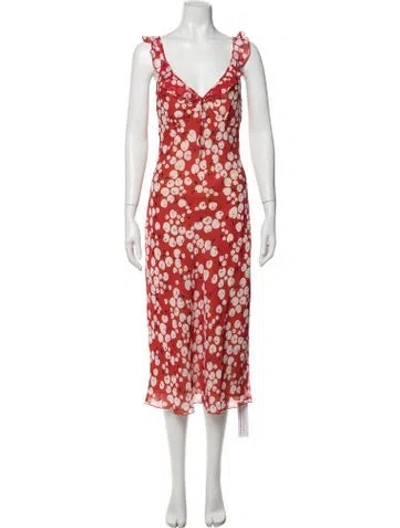 Pre-owned Réalisation Par Silk Midi Length Dress In Red
