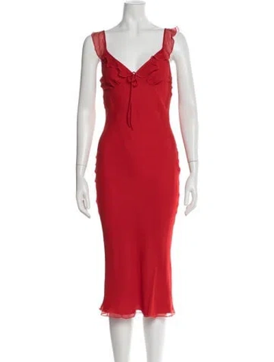 Pre-owned Réalisation Par Silk Midi Length Dress In Red