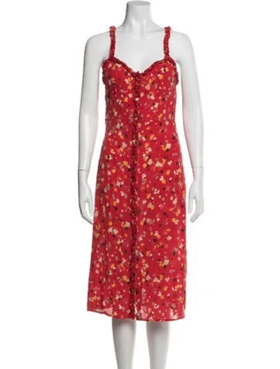 Pre-owned Réalisation Par Silk Midi Length Dress In Red