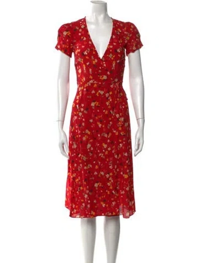 Pre-owned Réalisation Par Silk Midi Length Dress In Red