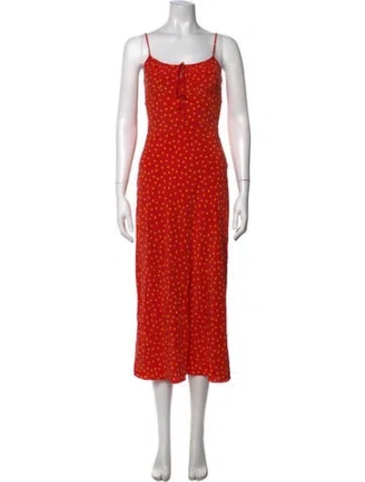 Pre-owned Réalisation Par Silk Midi Length Dress In Red