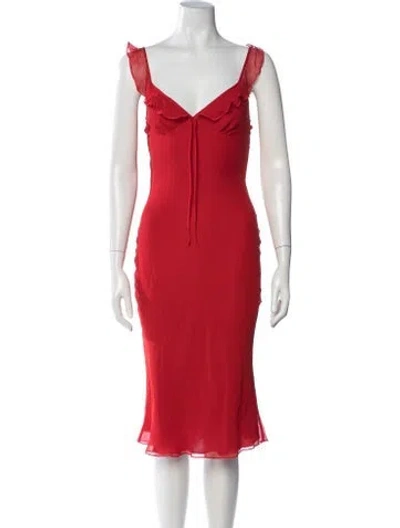 Pre-owned Réalisation Par Silk Midi Length Dress In Red