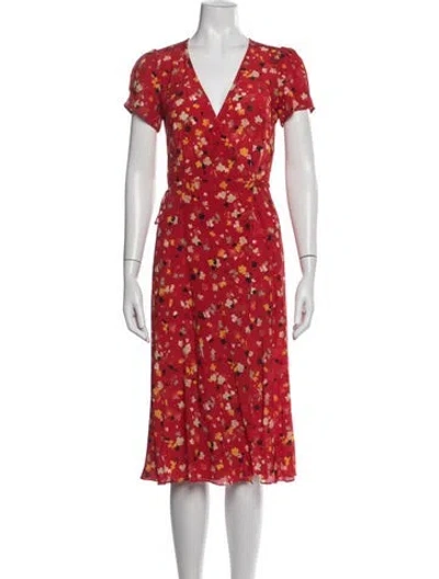 Pre-owned Réalisation Par Silk Midi Length Dress In Red