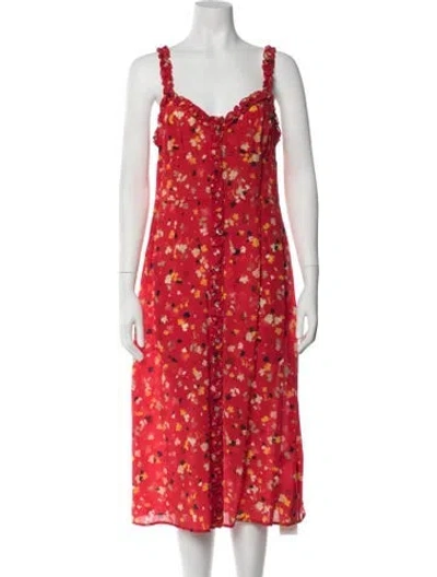 Pre-owned Réalisation Par Silk Midi Length Dress In Red