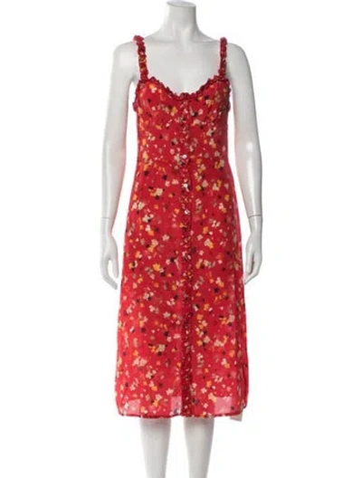 Pre-owned Réalisation Par Silk Midi Length Dress In Red