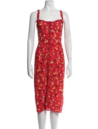 Pre-owned Réalisation Par Silk Midi Length Dress In Red