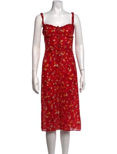 Pre-owned Réalisation Par Silk Midi Length Dress In Red