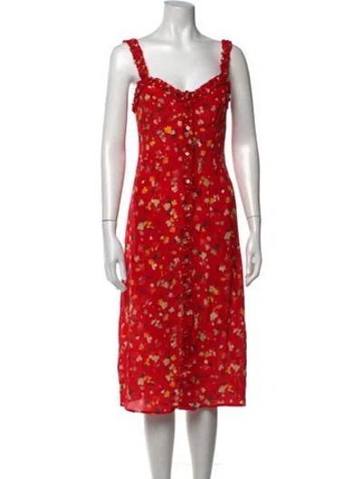Pre-owned Réalisation Par Silk Midi Length Dress In Red