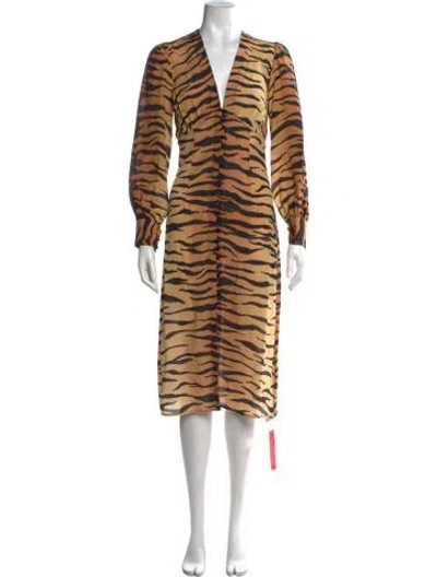 Pre-owned Réalisation Par Silk Midi Length Dress W/ Tags In Brown