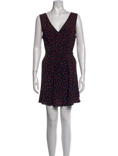 Pre-owned Réalisation Par Silk Mini Dress In Black/blue/red