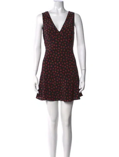 Pre-owned Réalisation Par Silk Mini Dress In Black/red