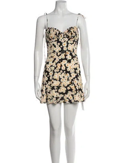 Pre-owned Réalisation Par Silk Mini Dress In Black/yellow