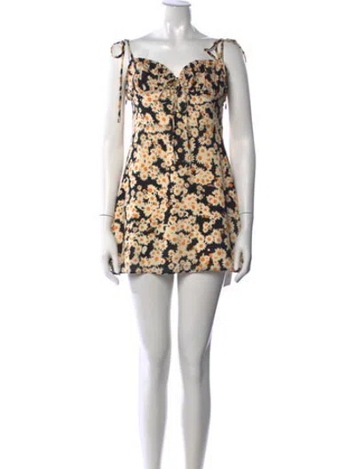 Pre-owned Réalisation Par Silk Mini Dress In Black/yellow