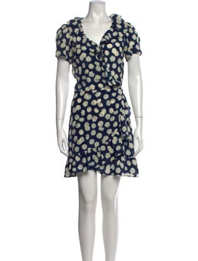 Pre-owned Réalisation Par Silk Mini Dress In Blue/white
